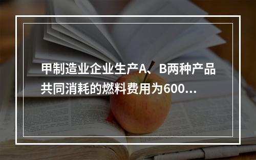 甲制造业企业生产A、B两种产品共同消耗的燃料费用为6000元