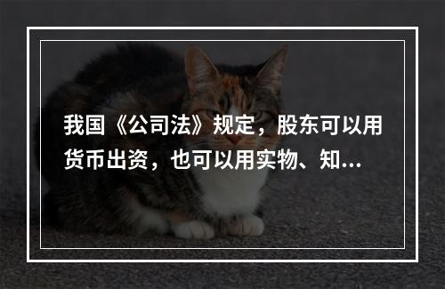 我国《公司法》规定，股东可以用货币出资，也可以用实物、知识产