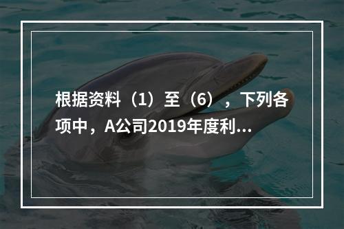 根据资料（1）至（6），下列各项中，A公司2019年度利润表