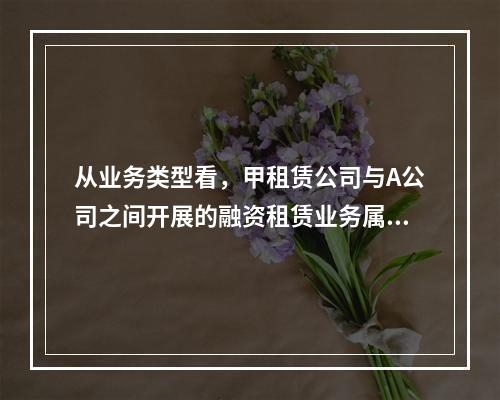 从业务类型看，甲租赁公司与A公司之间开展的融资租赁业务属于（