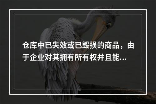 仓库中已失效或已毁损的商品，由于企业对其拥有所有权并且能够实