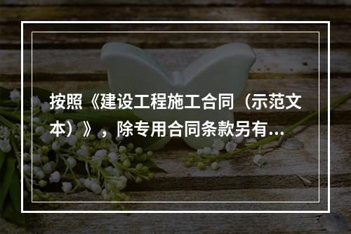 按照《建设工程施工合同（示范文本）》，除专用合同条款另有约定