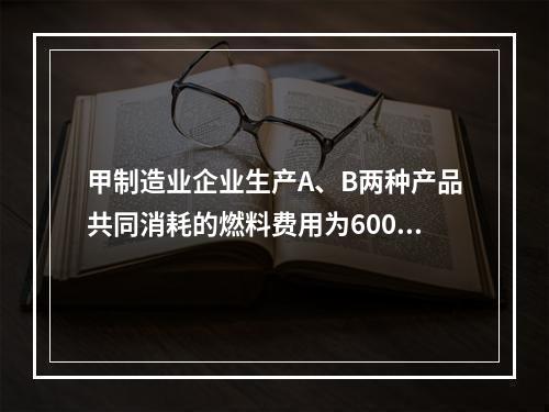 甲制造业企业生产A、B两种产品共同消耗的燃料费用为6000元