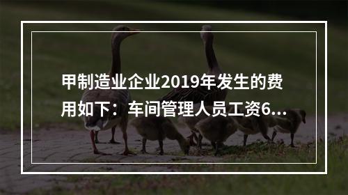 甲制造业企业2019年发生的费用如下：车间管理人员工资60万