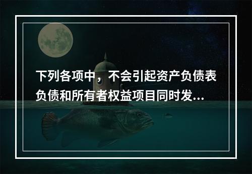 下列各项中，不会引起资产负债表负债和所有者权益项目同时发生变