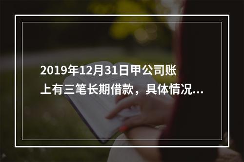 2019年12月31日甲公司账上有三笔长期借款，具体情况如下