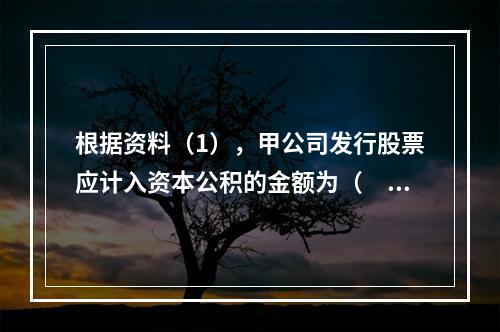 根据资料（1），甲公司发行股票应计入资本公积的金额为（　）万