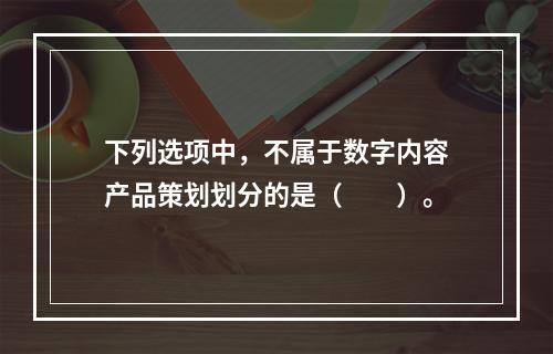 下列选项中，不属于数字内容产品策划划分的是（　　）。