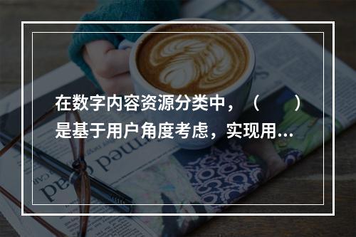 在数字内容资源分类中，（　　）是基于用户角度考虑，实现用户内