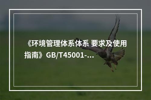 《环境管理体系体系 要求及使用指南》GB/T45001-20