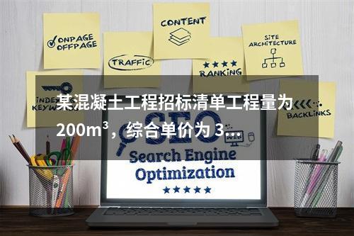 某混凝土工程招标清单工程量为 200m³，综合单价为 300