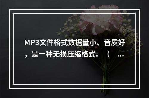 MP3文件格式数据量小、音质好，是一种无损压缩格式。（　　）