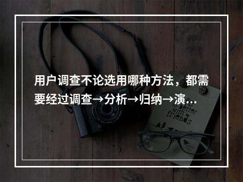 用户调查不论选用哪种方法，都需要经过调查→分析→归纳→演绎→