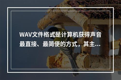 WAV文件格式是计算机获得声音最直接、最简便的方式，其主要缺