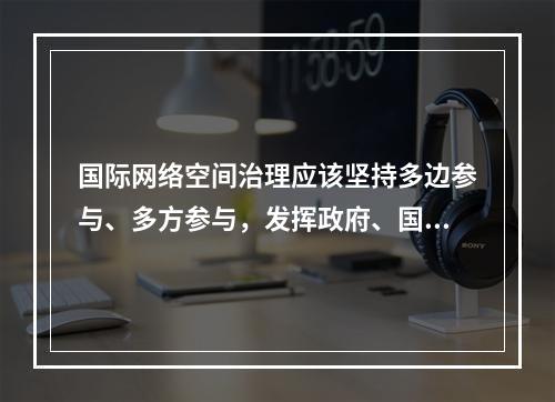 国际网络空间治理应该坚持多边参与、多方参与，发挥政府、国际组