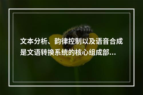 文本分析、韵律控制以及语音合成是文语转换系统的核心组成部分。