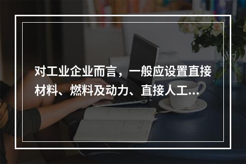 对工业企业而言，一般应设置直接材料、燃料及动力、直接人工、制