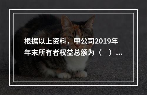 根据以上资料，甲公司2019年年末所有者权益总额为（　）万元