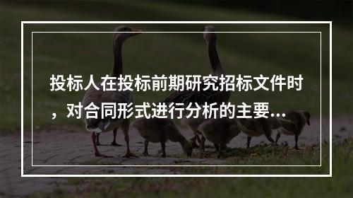 投标人在投标前期研究招标文件时，对合同形式进行分析的主要内容