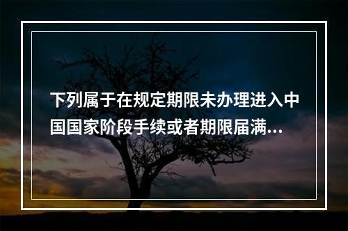 下列属于在规定期限未办理进入中国国家阶段手续或者期限届满时，