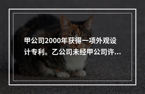 甲公司2000年获得一项外观设计专利。乙公司未经甲公司许可，