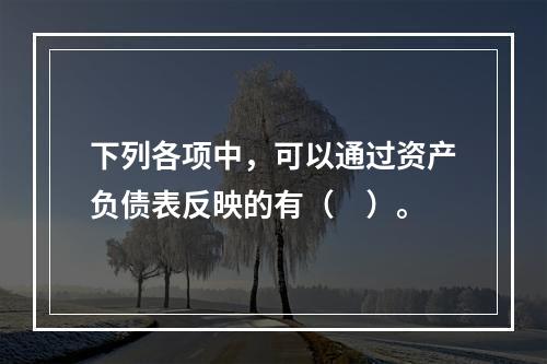 下列各项中，可以通过资产负债表反映的有（　）。