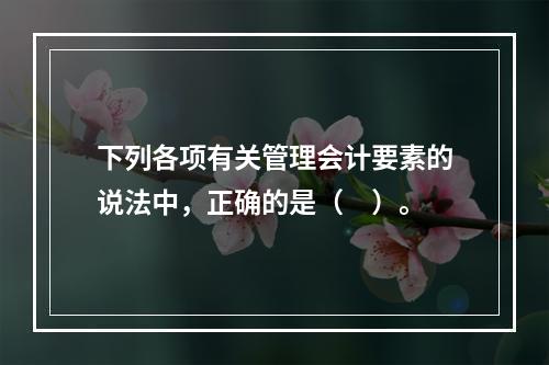 下列各项有关管理会计要素的说法中，正确的是（　）。