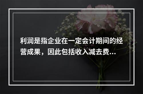 利润是指企业在一定会计期间的经营成果，因此包括收入减去费用后