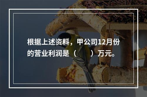 根据上述资料，甲公司12月份的营业利润是（　　）万元。