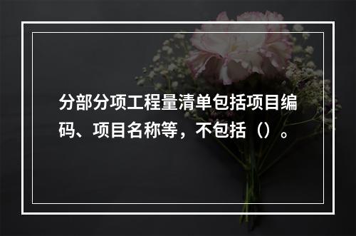 分部分项工程量清单包括项目编码、项目名称等，不包括（）。