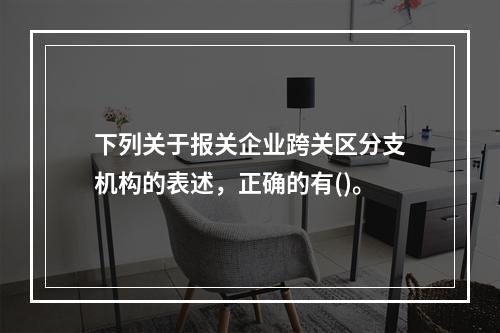 下列关于报关企业跨关区分支机构的表述，正确的有()。