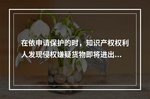 在依申请保护的时，知识产权权利人发现侵权嫌疑货物即将进出口的