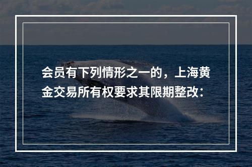 会员有下列情形之一的，上海黄金交易所有权要求其限期整改：