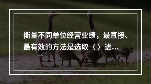 衡量不同单位经营业绩，最直接、最有效的方法是选取（ ）进行计