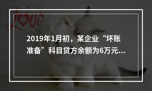 2019年1月初，某企业“坏账准备”科目贷方余额为6万元。1