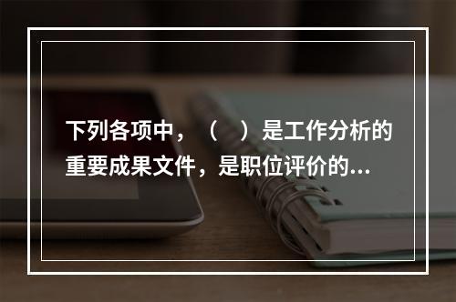 下列各项中，（　）是工作分析的重要成果文件，是职位评价的主