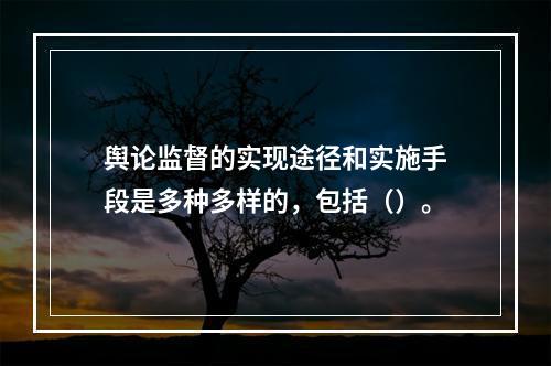 舆论监督的实现途径和实施手段是多种多样的，包括（）。