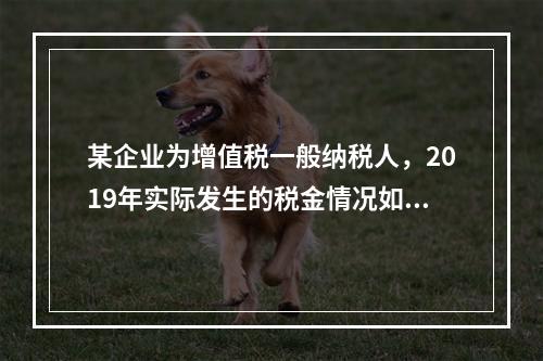 某企业为增值税一般纳税人，2019年实际发生的税金情况如下：