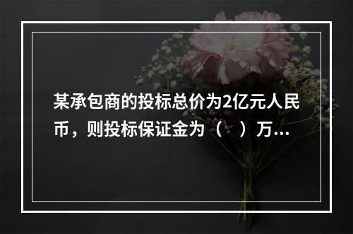 某承包商的投标总价为2亿元人民币，则投标保证金为（　）万元，