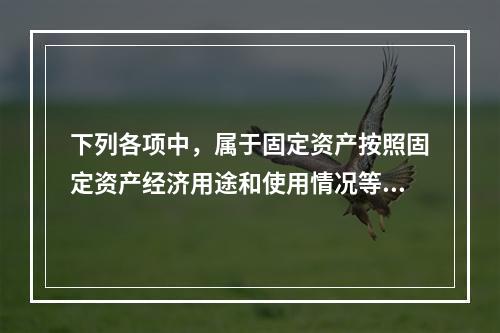 下列各项中，属于固定资产按照固定资产经济用途和使用情况等综合