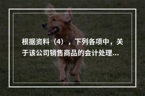 根据资料（4），下列各项中，关于该公司销售商品的会计处理正确