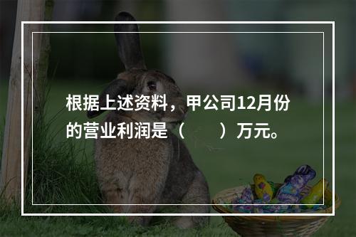 根据上述资料，甲公司12月份的营业利润是（　　）万元。