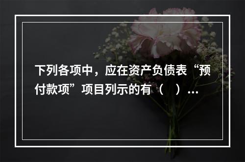 下列各项中，应在资产负债表“预付款项”项目列示的有（　）。