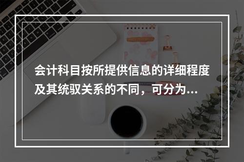 会计科目按所提供信息的详细程度及其统驭关系的不同，可分为（