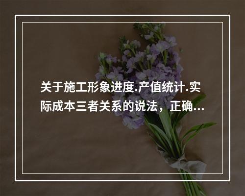 关于施工形象进度.产值统计.实际成本三者关系的说法，正确的是