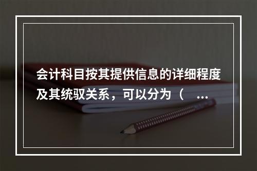 会计科目按其提供信息的详细程度及其统驭关系，可以分为（　　）