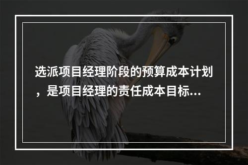 选派项目经理阶段的预算成本计划，是项目经理的责任成本目标，属