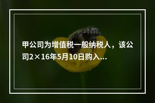 甲公司为增值税一般纳税人，该公司2×16年5月10日购入需安