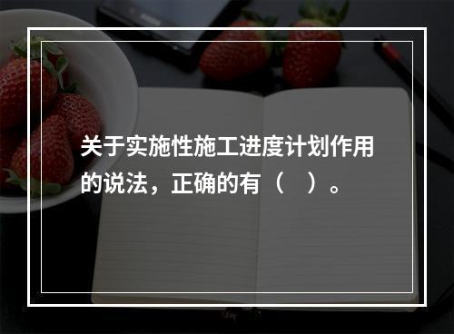 关于实施性施工进度计划作用的说法，正确的有（　）。