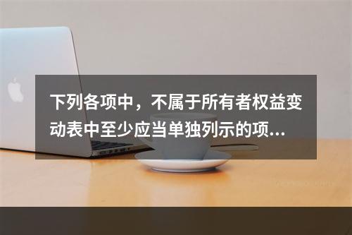 下列各项中，不属于所有者权益变动表中至少应当单独列示的项目是